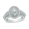Thumbnail Image 0 of 1-1/4 CT. T.W. Composite Diamond Oval Frame Vintage-Style Engagement Ring in 14K White Gold