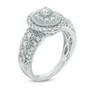 Thumbnail Image 1 of 1-1/4 CT. T.W. Composite Diamond Oval Frame Vintage-Style Engagement Ring in 14K White Gold