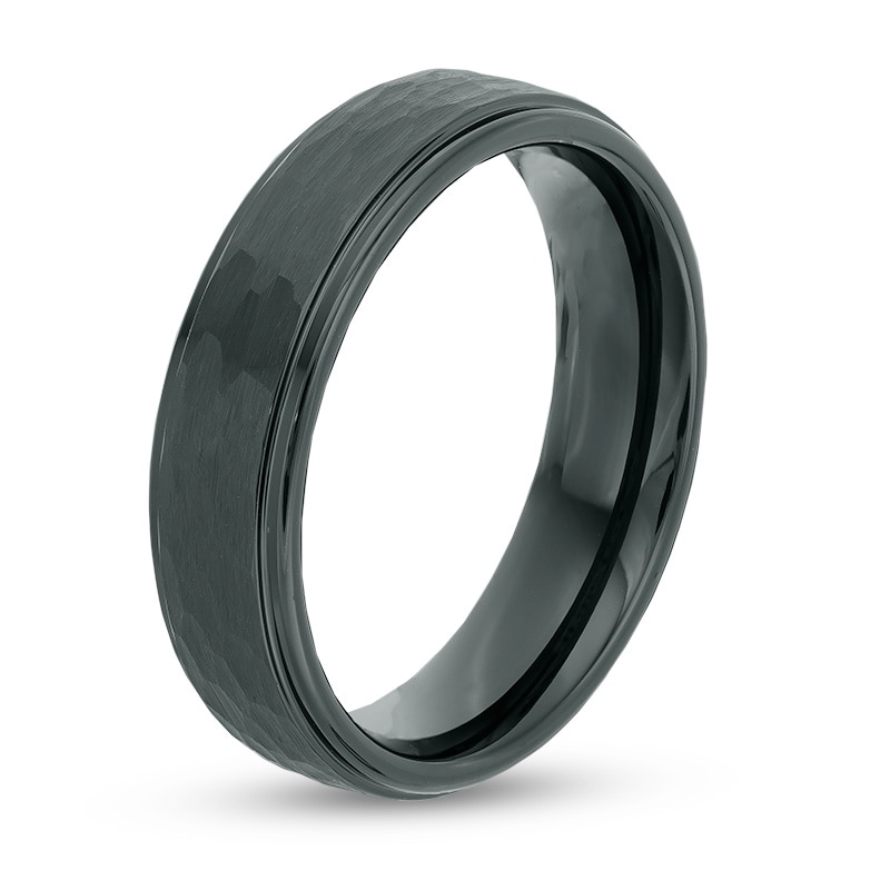 Main Image 2 of Triton Men's 6.0mm Comfort Fit Hammered Black Tungsten Wedding Band