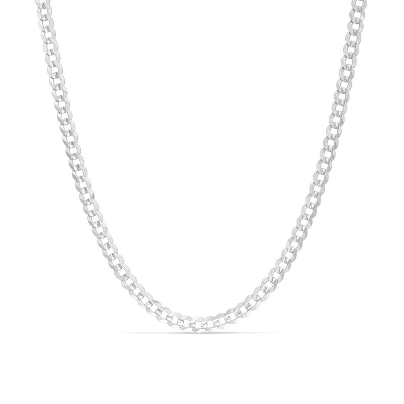 Main Image 1 of Men's 3.6mm Curb Chain Necklace in 14K White Gold - 30&quot;