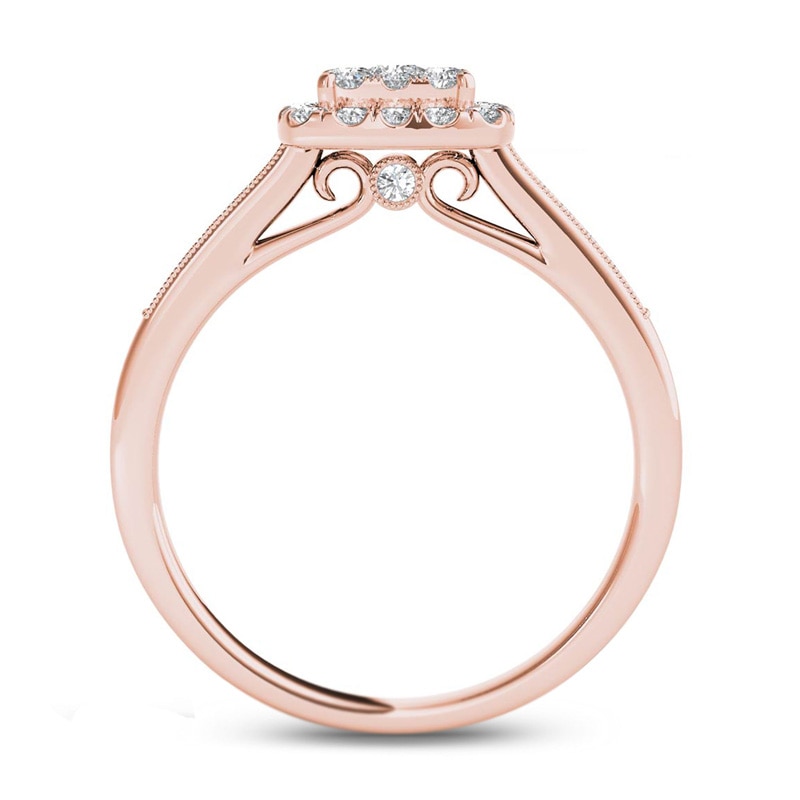 Main Image 3 of 1/2 CT. T.W. Composite Diamond Frame Engagement Ring in 14K Rose Gold