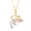 Thumbnail Image 1 of Triple Dolphin Pendant in 10K Tri-Tone Gold