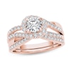 Thumbnail Image 1 of 1 CT. T.W. Diamond Swirl Bypass Bridal Set in 14K Rose Gold