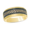 Thumbnail Image 1 of Men's 3/4 CT. T.W. Enhanced Black and Brown Diamond Four Row Band in 10K Gold