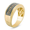 Thumbnail Image 2 of Men's 3/4 CT. T.W. Enhanced Black and Brown Diamond Four Row Band in 10K Gold