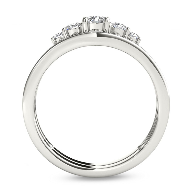 Main Image 3 of 1/2 CT. T.W. Diamond Five Stone Bridal Set in 14K White Gold