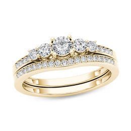1/2 CT. T.W. Diamond Five Stone Bridal Set in 14K Gold