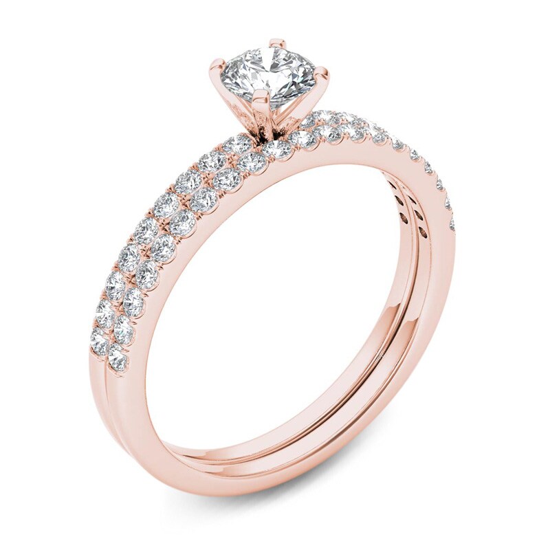 Main Image 2 of 3/4 CT. T.W. Diamond Bridal Set in 14K Rose Gold