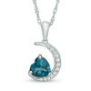 Thumbnail Image 1 of Heart-Shaped London Blue Topaz and Lab-Created White Sapphire Vintage-Style Moon Pendant in Sterling Silver