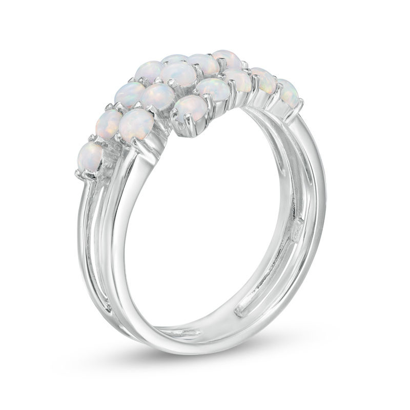Lab-Created Opal Triple Row Wrap Ring in Sterling Silver