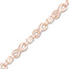 Thumbnail Image 0 of Morganite and Lab-Created White Sapphire Infinity Bracelet in Sterling Silver with 18K Rose Gold Plate - 7.25"