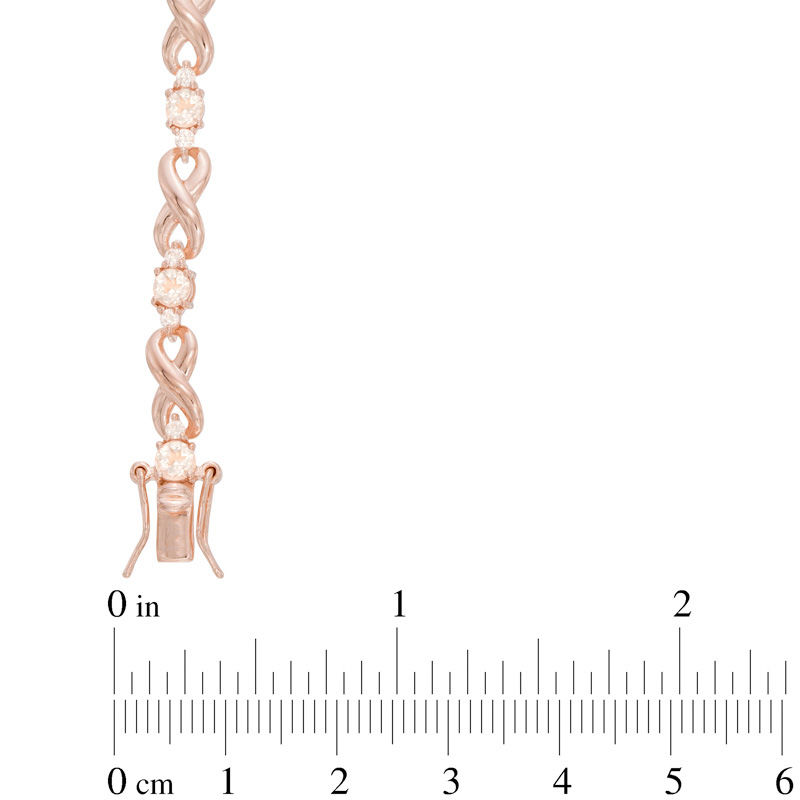 Morganite and Lab-Created White Sapphire Infinity Bracelet in Sterling Silver with 18K Rose Gold Plate - 7.25"