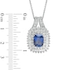 Thumbnail Image 1 of Cushion-Cut Lab-Created Blue and White Sapphire Double Frame Pendant in Sterling Silver