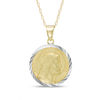 Thumbnail Image 0 of Diamond-Cut Jesus Silhouette Coin Pendant in 10K Two-Tone Gold