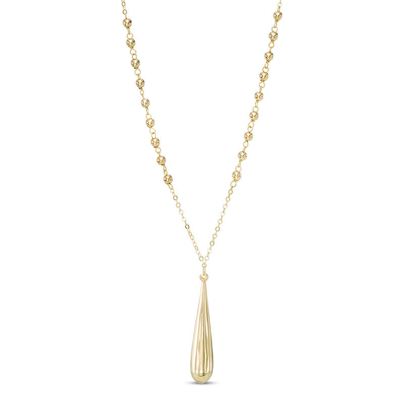 Main Image 1 of Elongated Teardrop with Beads Pendant in 14K Gold - 17&quot;