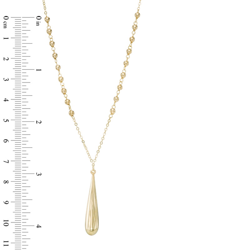 Main Image 2 of Elongated Teardrop with Beads Pendant in 14K Gold - 17&quot;