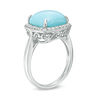 Thumbnail Image 2 of 11.0mm Cushion-Cut Turquoise and Lab-Created White Sapphire Frame Ring in Sterling Silver