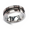 Thumbnail Image 0 of Men's 9.0mm Cable Inlay Band in Tri-Tone Stainless Steel