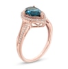 Thumbnail Image 2 of Pear-Shaped London Blue Topaz and Lab-Created White Sapphire Frame Split Shank Ring in 10K Rose Gold