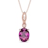 Thumbnail Image 0 of Oval Rhodolite Garnet and Diamond Accent Vintage-Style Pendant in 10K Rose Gold