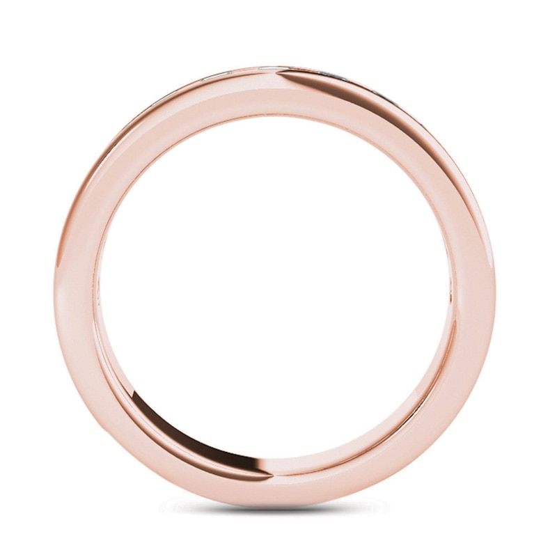 Main Image 3 of Men's 1/5 CT. T.W. Diamond Groove Wedding Band in 14K Rose Gold