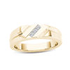 Thumbnail Image 1 of Men's 1/8 CT. T.W. Square-Cut Diamond Three Stone Slant Wedding Band in 14K Gold