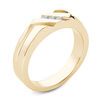 Thumbnail Image 2 of Men's 1/8 CT. T.W. Square-Cut Diamond Three Stone Slant Wedding Band in 14K Gold