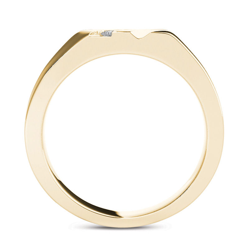 Main Image 3 of Men's 1/8 CT. T.W. Square-Cut Diamond Three Stone Slant Wedding Band in 14K Gold