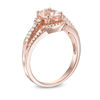 Thumbnail Image 1 of Oval Morganite and 1/5 CT. T.W. Diamond Split Shank Ring in 10K Rose Gold