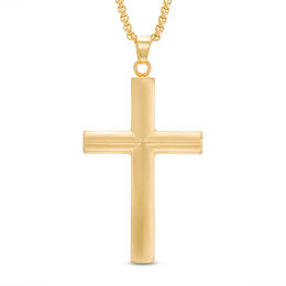 Men's Cross Pendant in Stainless Steel and Yellow IP - 24&quot;