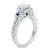 Thumbnail Image 1 of Vera Wang Love Collection 1-1/4 CT. T.W. Diamond and Blue Sapphire Frame Engagement Ring in 14K White Gold