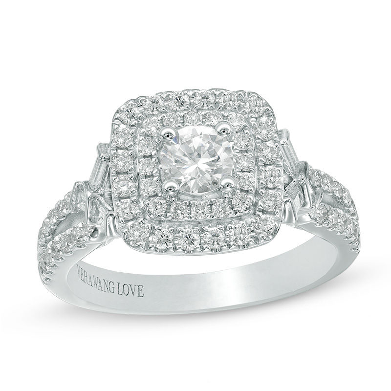 Main Image 1 of Vera Wang Love Collection 1 CT. T.W. Diamond Double Square Frame Engagement Ring in 14K White Gold