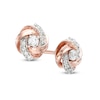 Thumbnail Image 1 of 1/8 CT. T.W. Diamond Love Knot Stud Earrings in 10K Rose Gold