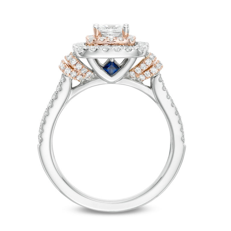 Vera Wang Love Collection 1-1/5 CT. T.W Diamond Double Frame Engagement Ring in 14K Two-Toned Gold