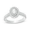 Thumbnail Image 1 of Vera Wang Love Collection 3/4 CT. T.W. Oval Diamond Double Frame Engagement Ring in 14K White Gold