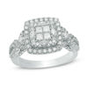 Thumbnail Image 1 of Vera Wang Love Collection 1-1/4 CT. T.W. Quad Princess-Cut Diamond Frame Engagement Ring in 14K White Gold