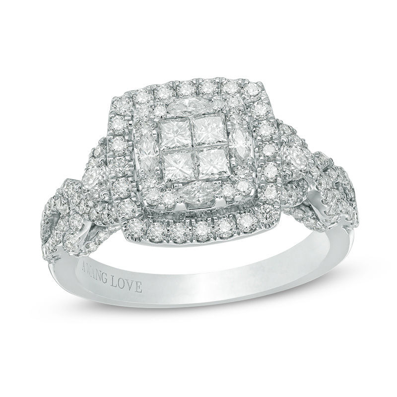 Vera Wang Love Collection 1-1/4 CT. T.W. Quad Princess-Cut Diamond ...