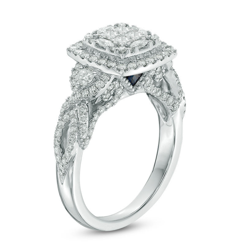 Main Image 2 of Vera Wang Love Collection 1-1/4 CT. T.W. Quad Princess-Cut Diamond Frame Engagement Ring in 14K White Gold