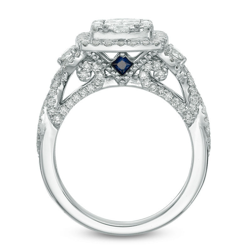 Main Image 3 of Vera Wang Love Collection 1-1/4 CT. T.W. Quad Princess-Cut Diamond Frame Engagement Ring in 14K White Gold