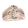 Thumbnail Image 1 of 1 CT. T.W. Champagne and White Diamond Multi-Row Crossover Ring in 10K Rose Gold