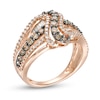 Thumbnail Image 2 of 1 CT. T.W. Champagne and White Diamond Multi-Row Crossover Ring in 10K Rose Gold