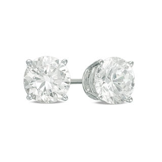 1 1 2 Ct T W Diamond Solitaire Stud Earrings In 14k White Gold