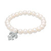 Thumbnail Image 0 of 7.0-8.0mm Freshwater Cultured Pearl and Cubic Zirconia Fleur-de-Lis Charm Stretch Bracelet in Sterling Silver