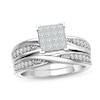 Thumbnail Image 0 of 1/2 CT. T.W. Princess-Cut Multi-Diamond Twist Shank Bridal Set in 10K White Gold