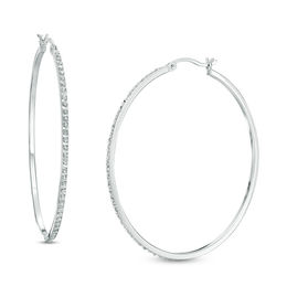 Diamond Fascination™ Large Hoop Earrings in Sterling Silver with Platinum Plate