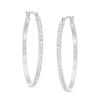 Thumbnail Image 1 of Diamond Fascination™ Oval Hoop Earrings in 14K White Gold