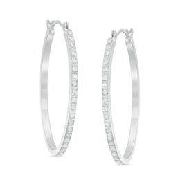 Diamond Fascination™ Oval Hoop Earrings in 14K White Gold