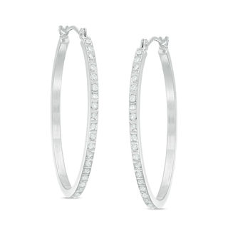 Diamond Fascination™ Small Hoop Earrings in Sterling Silver with