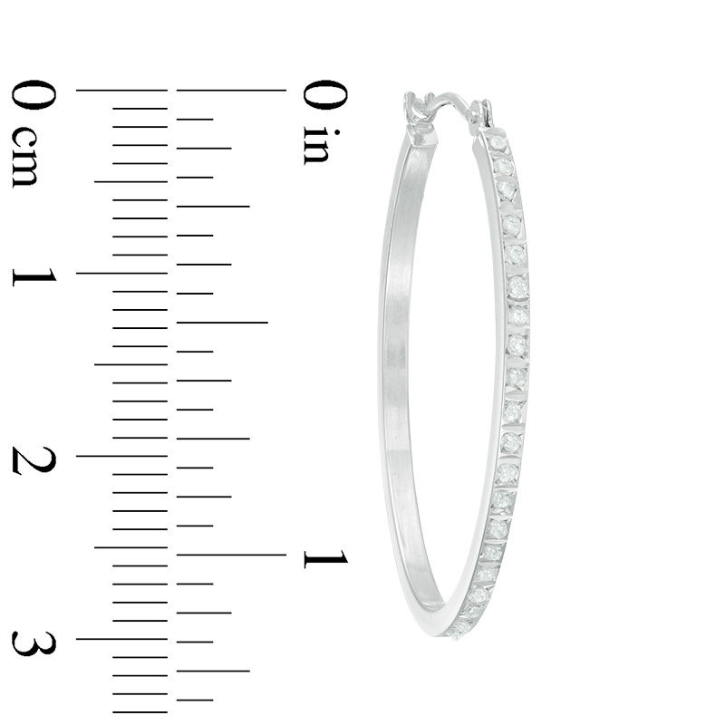 Main Image 2 of Diamond Fascination™ Oval Hoop Earrings in 14K White Gold