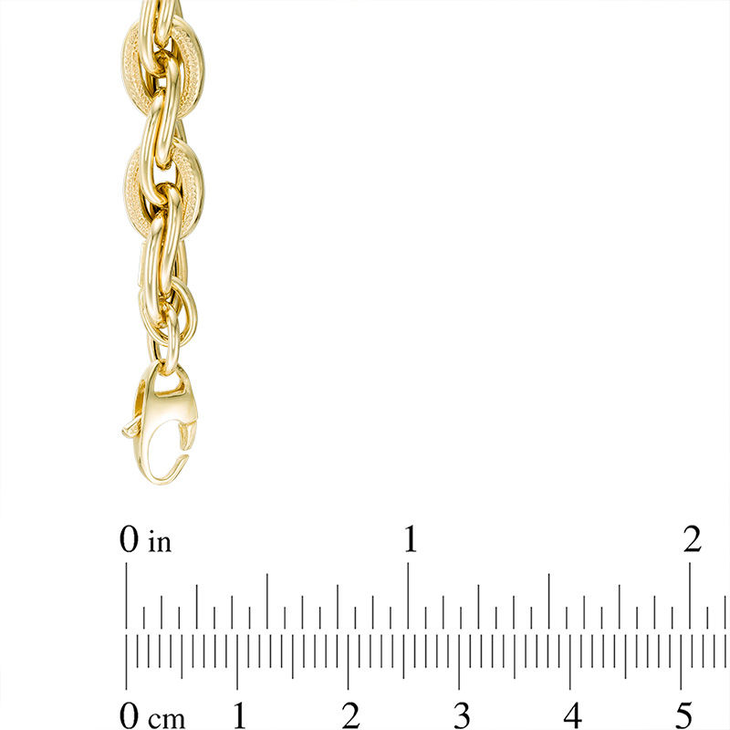 Main Image 2 of Made in Italy 7.0mm Diamond-Cut Oval Link Chain Bracelet in 14K Gold - 7.5&quot;